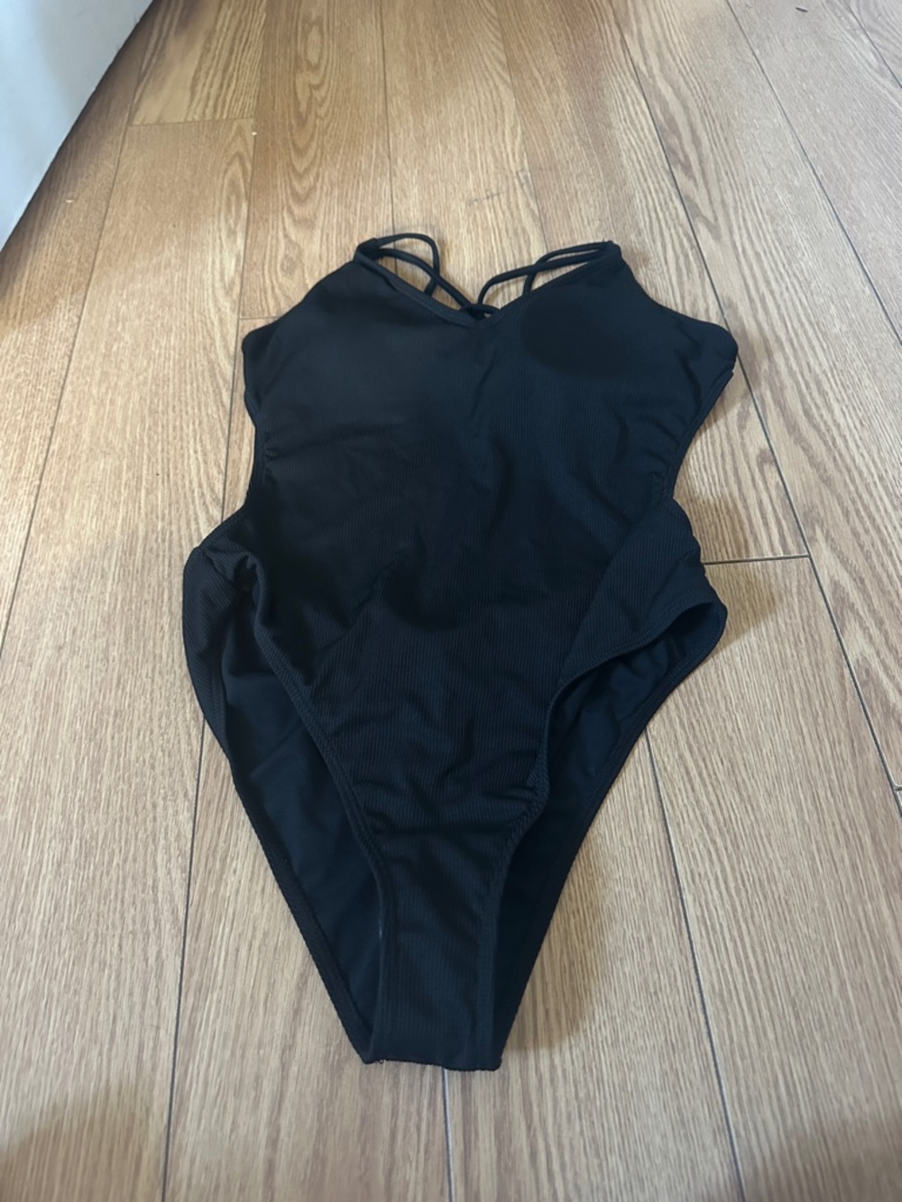 Black One-Piece Swimsuit with Strappy Back